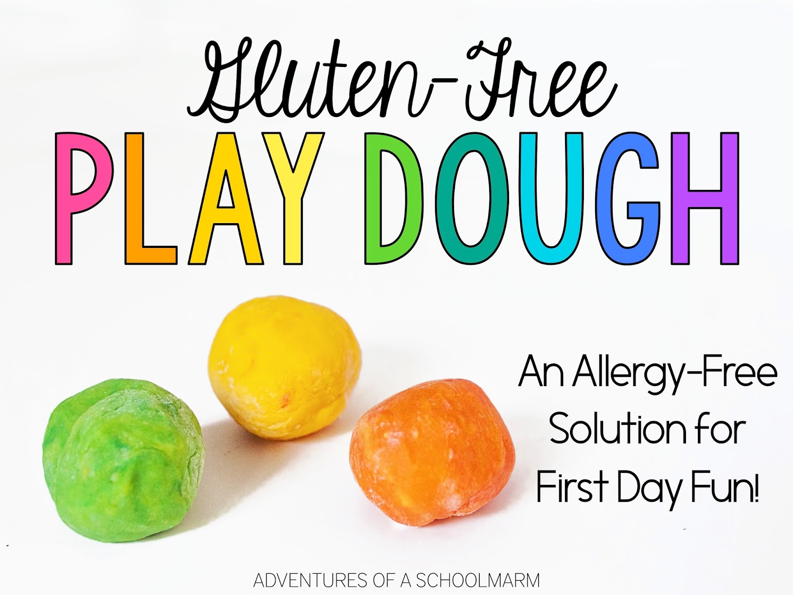 Play dough is the perfect first activity on the first day of school! But students with a gluten-allergy can break out in hives just by touching play dough. This recipe for gluten-free play dough is super simple to make and will keep all kids safe from allergic reactions.